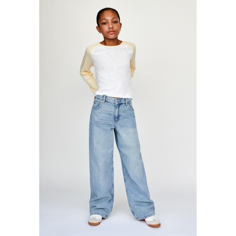 Zara Girls Wide Leg Jeans Light Wash Size 13-14